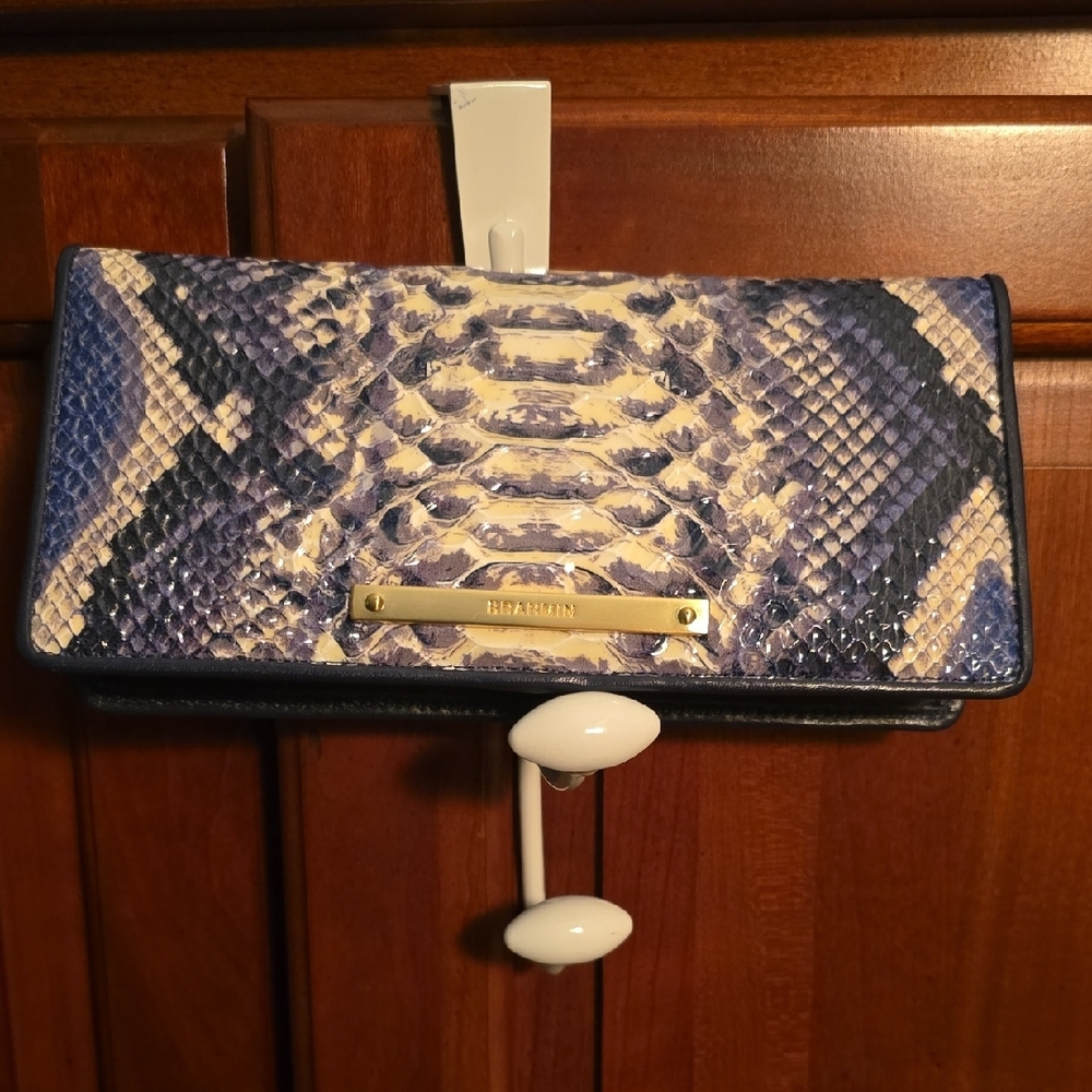Elegant Blue and Cream Snakeskin Wallet